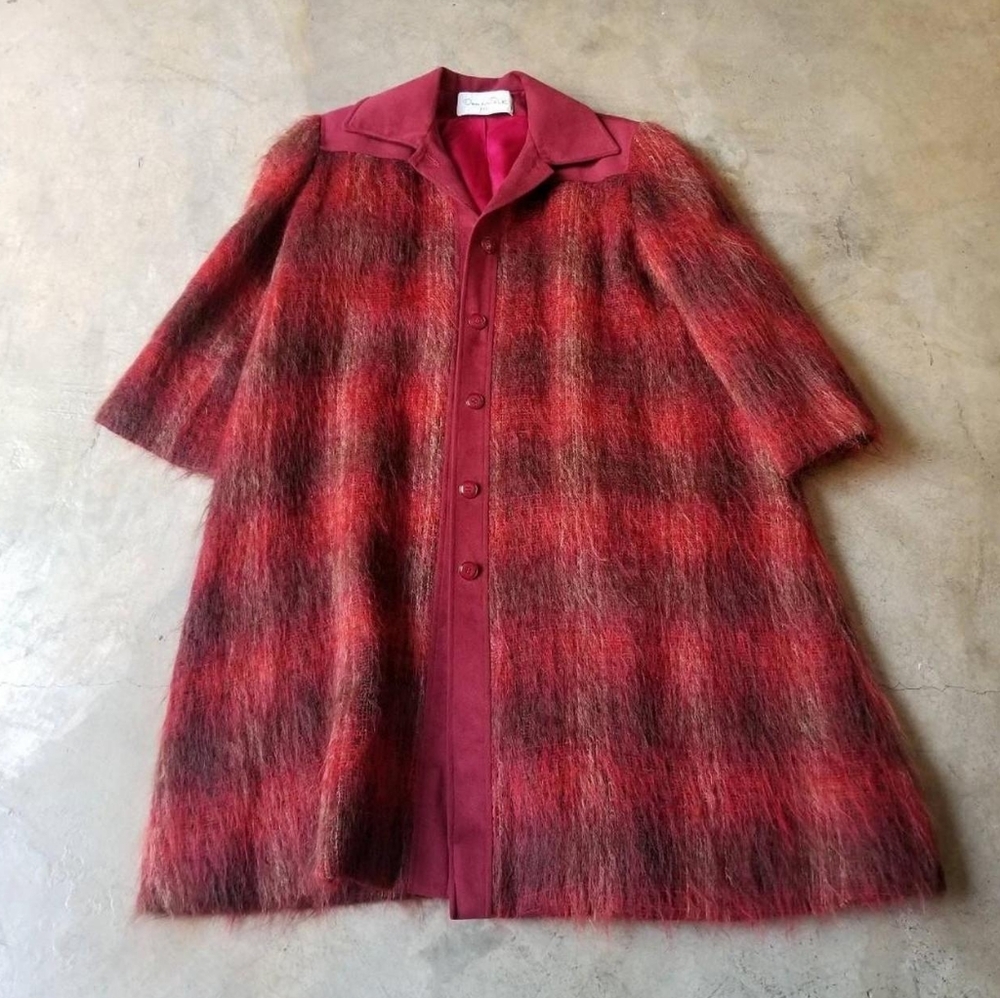 Vintage Oscar de la Renta Plaid Coat L